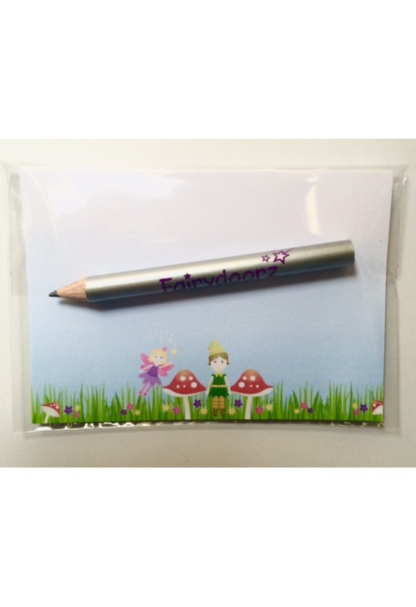 Fairydoorz mini memo notepad and silver pencil set